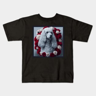 Standard poodle red roses 2 Kids T-Shirt